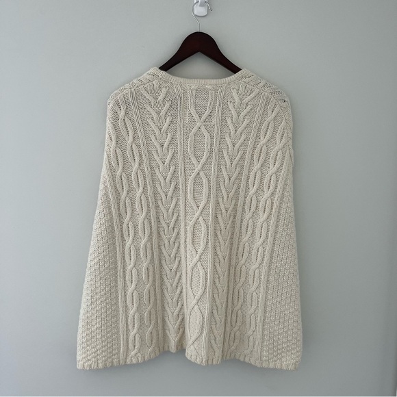 Roots Cream Cable Knit Cardigan Toggle Closure Wool Blend Cozy Chunky Sweater - Picture 3 of 6